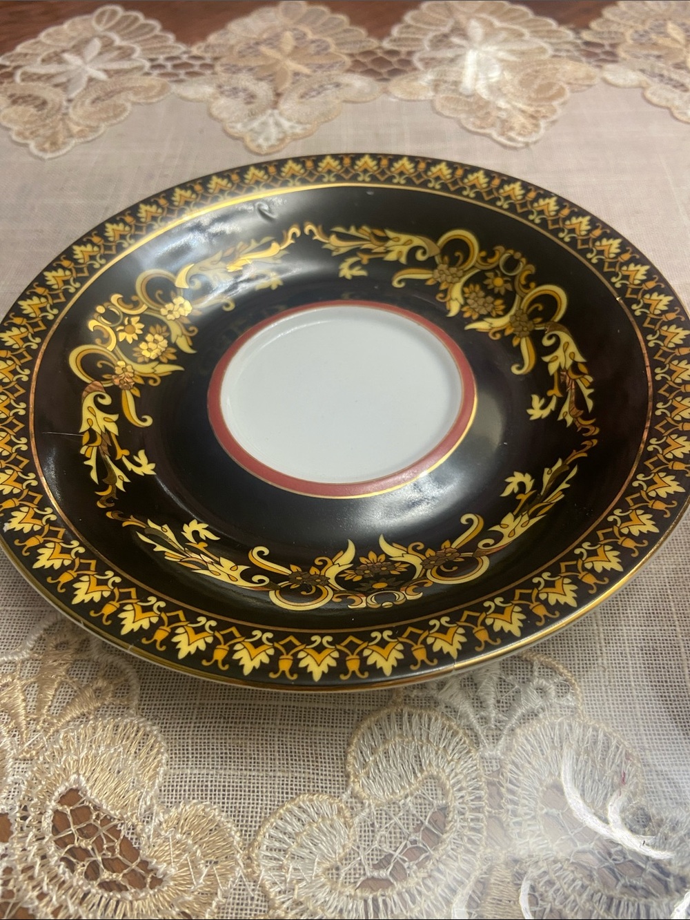 Versace Red and Gold Porcelain Espresso Cup with Winged Handle - Picture 2 of 5